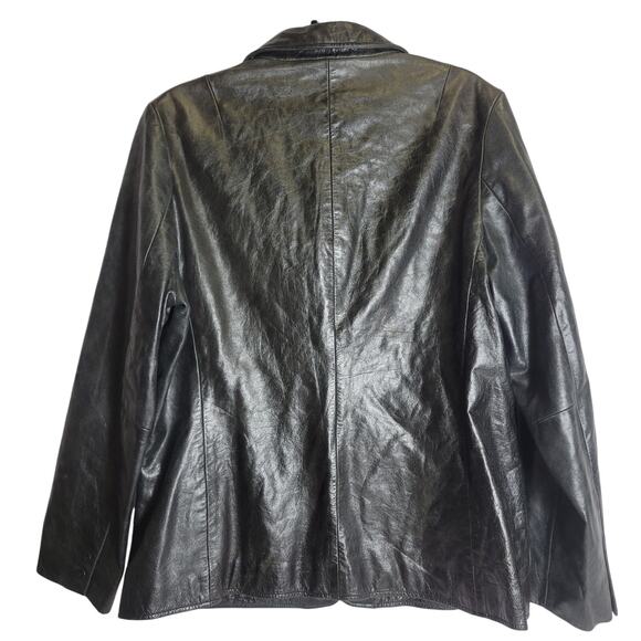 Vintage GAP Leather Jacket Women's XL Black Genuine Y2K 00s Casual - Picture 2 of 6